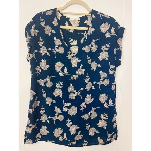 Le Lis Teal Floral V-Neck Blouse Women’s XS - Picture 1 of 7